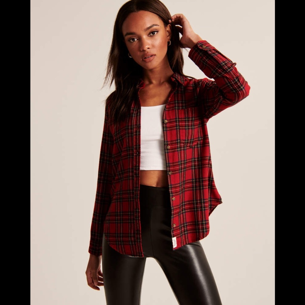 NWOT Red plaid flannel Abercrombie and Fitch a&f - Picture 3 of 8